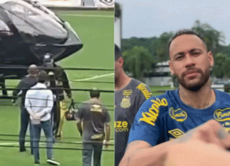 Neymar chega de helicóptero ao Santos no 1º dia de treinos