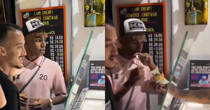 Lamine Yamal toma sorvete no Beco do Batman, em SP