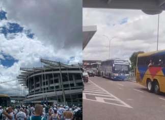 Remo x Palmeiras: palmeirenses chegam ao Mangueirão em grande número